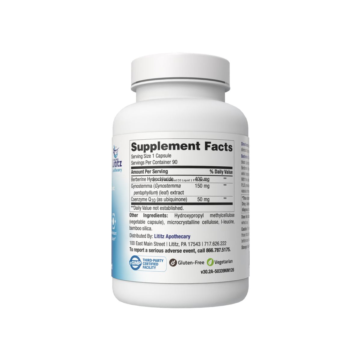 Back of the Berberine Plus bottle showing the Supplement Facts panel